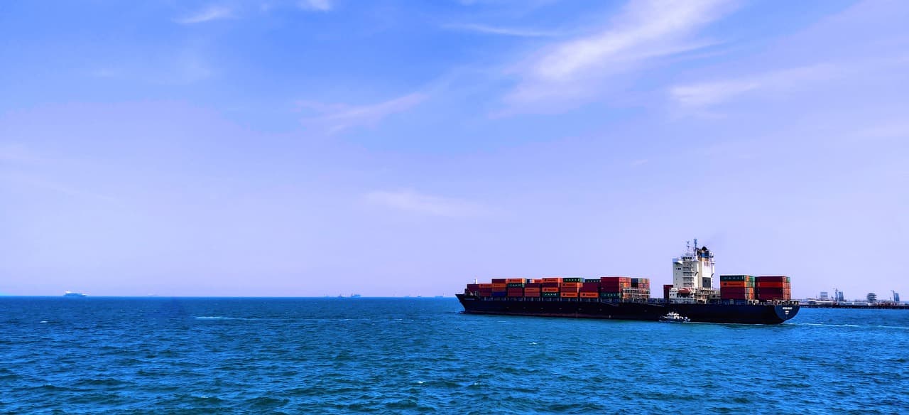 Container Vessel Navigating Open Waters